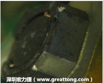 使用銀(Ag)鍍層的電源電感器(Power Inductors)，經(jīng)過推力測試后，零件端點上已經(jīng)看不到任何鍍層的痕跡了，所以其耐推力就比較小。