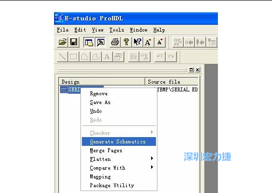 4．右鍵點擊 Serial.EDF 文件，選擇 Generate Schamatics：