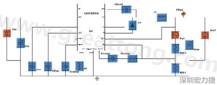 參考圖1的電流通路：把FET在導(dǎo)通狀態(tài)下流經(jīng)的通路標(biāo)記為紅色；把FET在關(guān)斷狀態(tài)下的迴路標(biāo)記為綠色。