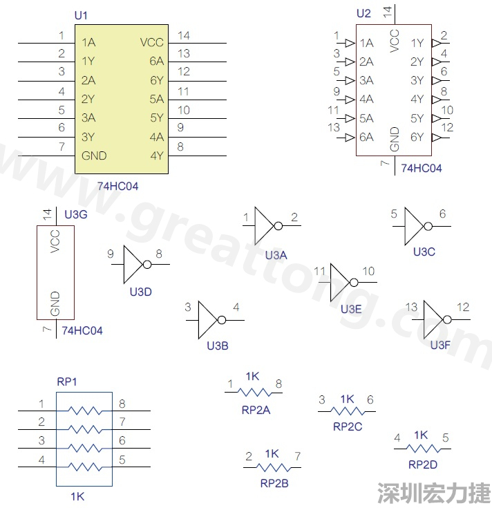 圖1 半導(dǎo)體元件供應(yīng)商所畫的電路圖符號是模擬元件的接腳圖，而非訊號流程。