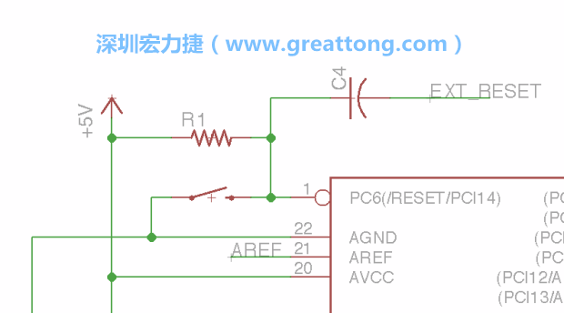 很多PCB設(shè)計(jì)者的設(shè)計(jì)不符合人體工學(xué)，他們使用很小的按鈕、不方便的元件配置和難以解讀的標(biāo)簽，千萬(wàn)不要變成這樣！這次我們的設(shè)計(jì)有一個(gè)大小合適的重置按鈕（reset button）和可以清楚辨認(rèn)是否已經(jīng)接上電源的LED指示燈。