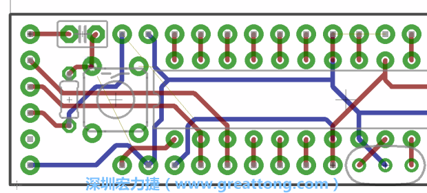 4.2. 然后在電路板的背面進(jìn)行布線。