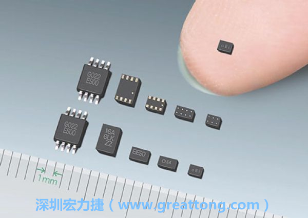 常規(guī)IC與WLP制作的封裝設計元件，尺寸有極大的差異，WLP僅需晶粒尺寸就有相同的電氣特性。