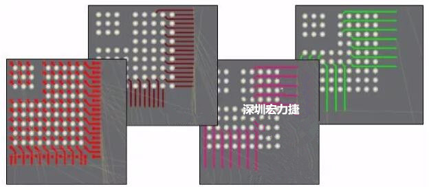 扇出及逃逸時(shí)布線是根據(jù)適用的設(shè)計(jì)規(guī)則來(lái)進(jìn)行的。